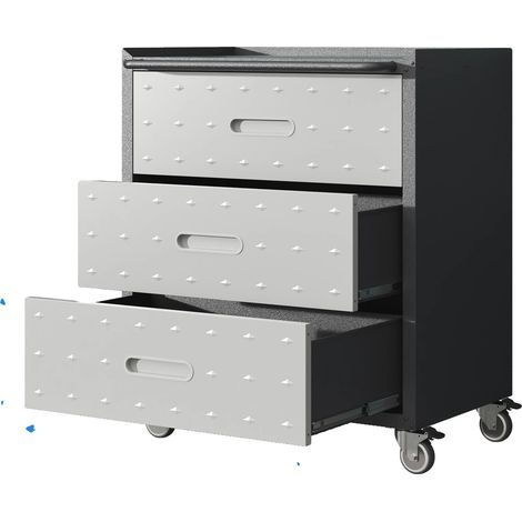 Armario para herramientas, diseño móvil, construcción de acero resistente, negro/gris (1/2)