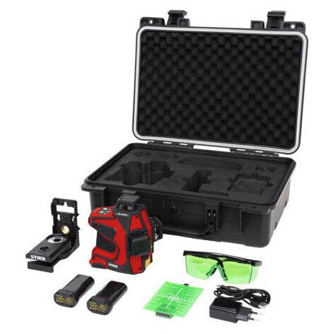 [GEBRAUCHT] B-Ware STIER Kreuzlinienlaser SKL 3x360° grün Lasergerät Nivelliergerät IP65 50m 100m (1/2)