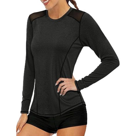 Women's Sports T-Shirt, Long Sleeve Crew Neck, Wrinkle-Free, Quick-Drying, Mesh Tops, Sport, Fitness, Yoga, Pilates, Jogging (1/5)