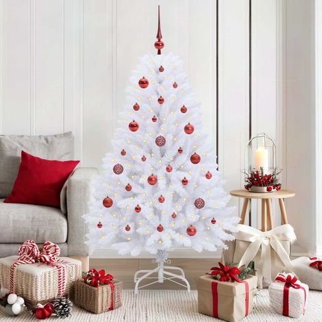 Künstlicher klappbarer Weihnachtsbaum Weiß 150 cm PVC und Stahl
