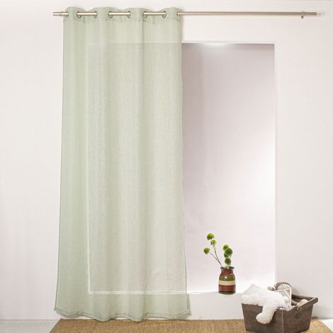 Homemaison – Voilage filet à oeillets 140 x 240 cm – Tissu uni 100% polyester – 8 oeillets inox diamètre 4 cm – Conçu pour barres standard