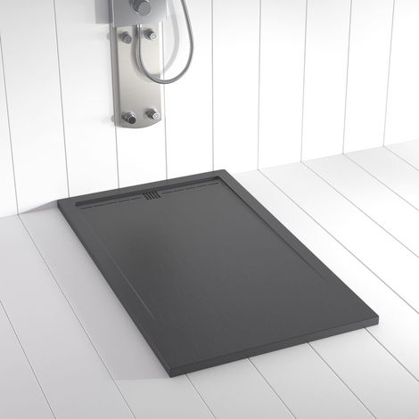Plato de ducha de resina Flow Antracita ANTIDESLIZANTE (Rejilla a color)- 90x150 cm - Válvula+Rejilla GRATIS (1/5)
