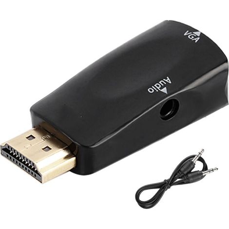 Convertisseur HDMI Femelle vers VGA Femelle avec Câble Audio 3.5mm - Noir - Haute Définition 1080P (1/5)