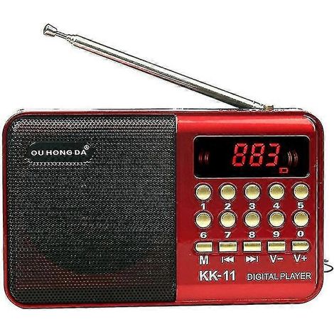 Mini enceinte radio numérique portable avec radio FM, interface USB, TF et MP3, antenne télescopique, fonction mains libres, récepteur de poche et fonction extérieure (K11) (1/5)