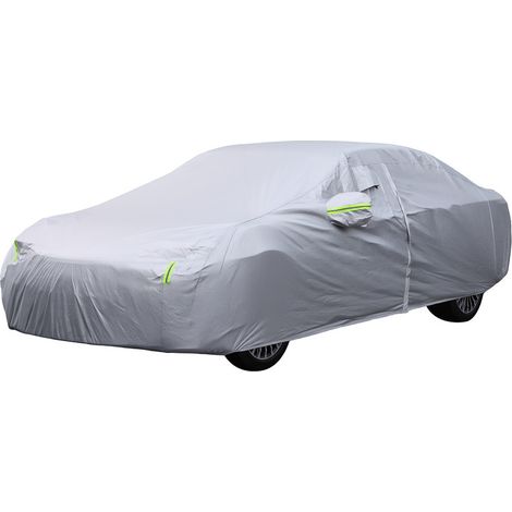 Housse de voiture, 100% étanche, matériau extérieur feuille d'aluminium, Sac de rangement inclus,Siège principal avec fermeture éclair, résistance aux hautes températures, 495x190x149cm,gris (1/5)