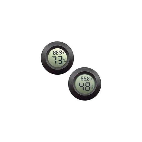 Lot de 2 mini hygromètres thermomètres LCD numériques intérieur/extérieur, affichage humidité et température °C/°F, pour serre, cave, chambre de bébé – Noir– (1/4)