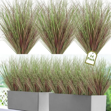 14 Pièces Plantes Artificielles Extérieur 51cm Haut Herbes Artificielle UV Résistant Arbustes Artificiels Tiges de Verdure Fausse Plante pour Exterieur Jardin Bureau Décoration Maison, Violet (1/5)
