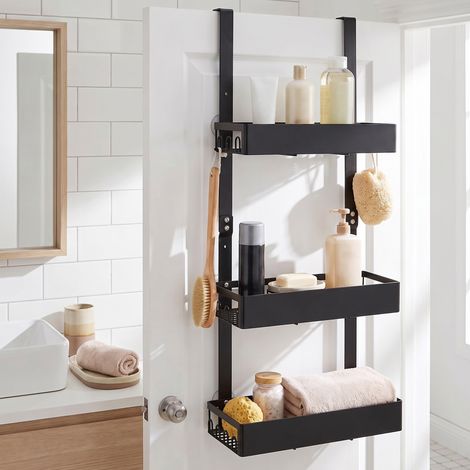 Étagère de Douche à Suspendre Antirouille, 3 Niveaux sans Perçage, 32,8 x 12.9 x 69,3 cm, Noir (1/5)