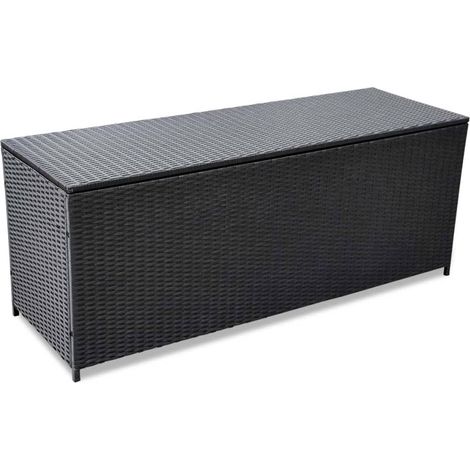 Contenitore/box da giardino 150 x 50 x 60 cm resina intrecciata nera 020013114