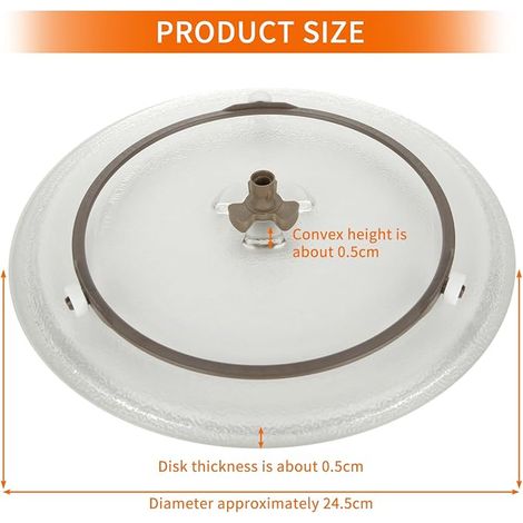 Plateau Micro Onde 24.5cm, Assiette Tournante en Verre Type Y pour Micro-ondes, Rouleau, Anneau rotatif 3 Fixations, pour Micro-Onde (1/4)