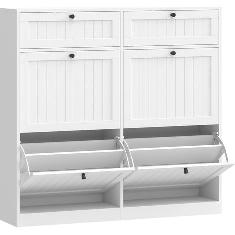 Meuble à Chaussures Vogelbach Rangement Entrée Étroit 6 Portes Blanc (1/5)