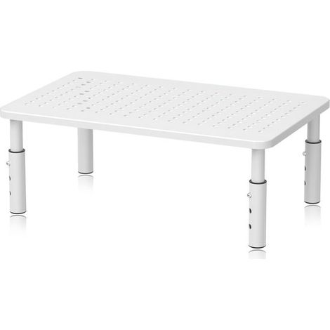 Rehausseur de support d'écran - Support d'ordinateur en métal - Rehausseur pour écran - Support d'écran réglable - Blanc - Acier laminé à froid + ABS - 3723cm - Rehausseur d'écran de bureau - Support (1/5)