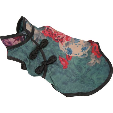 Jupe Cheongsam pour animaux de compagnie, douce et exquise, style rétro pivoine, jupe chinoise pour petits animaux de compagnie, lapin, chinchilla, taille XS (1/5)