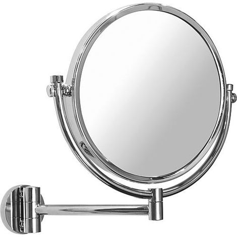Miroir cosmetique mural Elenita 1 et 5 grossissement diam 190mm, fixations incluses (1/3)