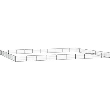 Chenil pour chiens 36 panneaux - Parc enclos pour animaux Noir 100x50cm Acier enduit de poudre BV603388 - BonneVie (1/5)
