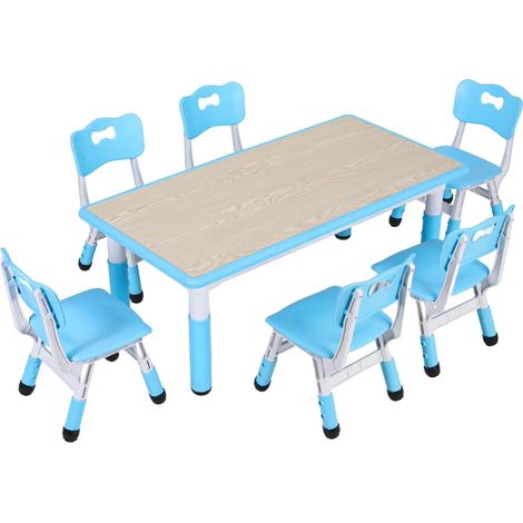 Juego de mesa infantil, altura regulable, diseño minimalista, azul. (1/2)
