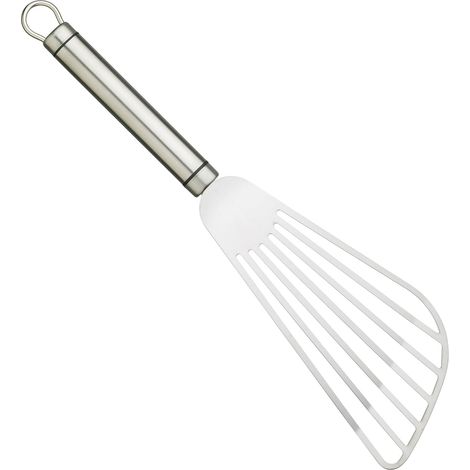 Fischwender – 1 Stück – Edelstahl – Flexibler Kopf und Schlitze – Für schonendes Garen – 26,5 cm (1/5)