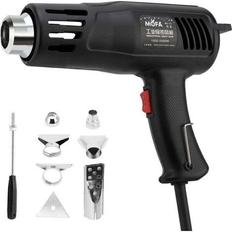1200W Décapeur Thermique, 150℃ & 550℃ Réglages Double Température Pistolet Thermique avec 7 Buses, Protection de Surcharge, Manche Antidérapant, Idéal pour Retrait Thermiquement (1/4)