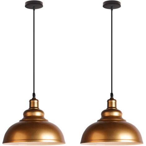royaluxe- 2PCS Suspension Luminaire Rétro Vintage Douille E27 Lustre D'Intérieur Abat-Jour En Métal Pour Bar, Grange, Café (1/5)