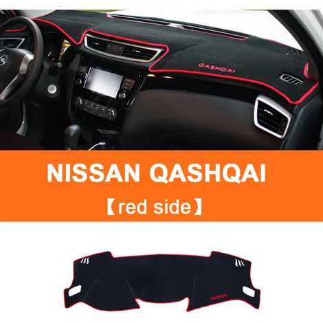 Tapis de protection pour tableau de bord (côté rouge) avec protection anti-UV, compatibles avec Nissan Qashqai J11 (2014-2022). Accessoires inclus. (1/5)