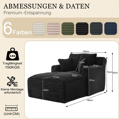 Chaiselongue en velours côtelé, canapé relax moderne, convertible en lit d'appoint, fauteuil inclinable sans assemblage, méridienne pour salon, bureau ou studio (1/5)