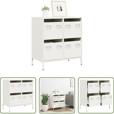vidaXL Metallregal - Sideboard Weiß 68x39x73,5 cm Kaltgewalzter Stahl (1/5)