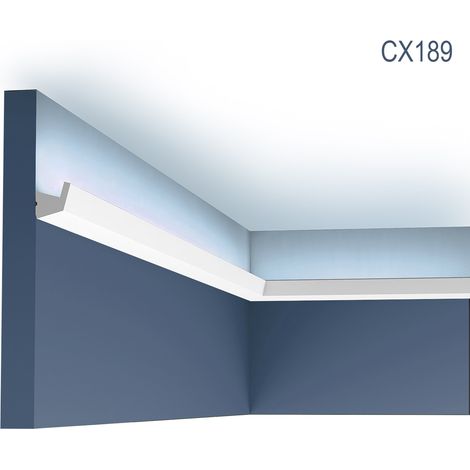Paquete de 4 mètres CX189 Corniche pour éclairage indirecto Orac Decor - 2,7x2,7x200cm (h x p x L) - polímero decorativo moldeado - Paquete de 2 piezas