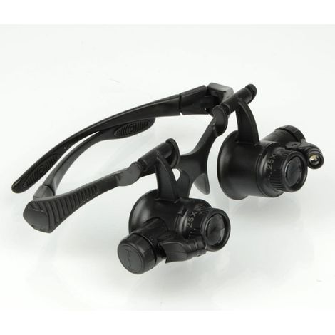 Loupe Frontale Avec Éclairage - 8 Lentilles Interchangeables 2,5X à 25X - Bandeau Réglable et Support Stationnaire - Pour Lecture, Électronique, Bijouterie, Horlogerie, Couture - 1 Pièce (1/5)