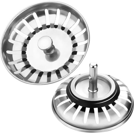 Set di 2 filtri per lavello da cucina, tappo di scarico a cestello in acciaio inox 304 per lavello, cestello filtrante per lavello, per cucina e bagno.