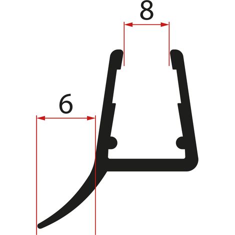 Joint de porte inférieur, verre 8mm, 1000mm, noir