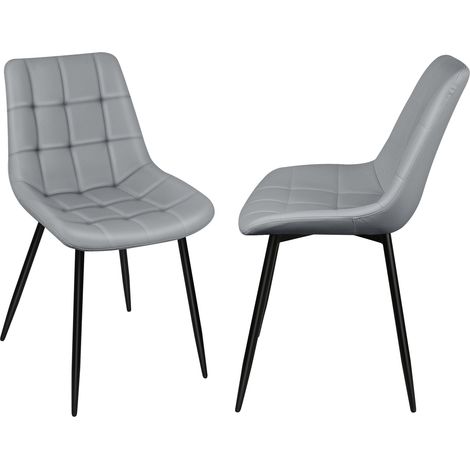 Lot de 2 Chaises de Salle à Manger en Simili Cuir Chaises de cuisine tapissées gris clair (1/5)
