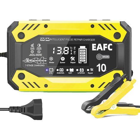 Cargador de baterías, tecnología de carga inteligente, detección multinivel, amarillo (1/2)