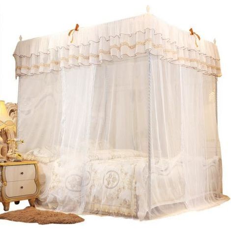 Vorhang für Himmelbett – Luxuriöser Prinzessinnenstil – Moskitonetz – 180 x 200 cm – Weiß (1/5)