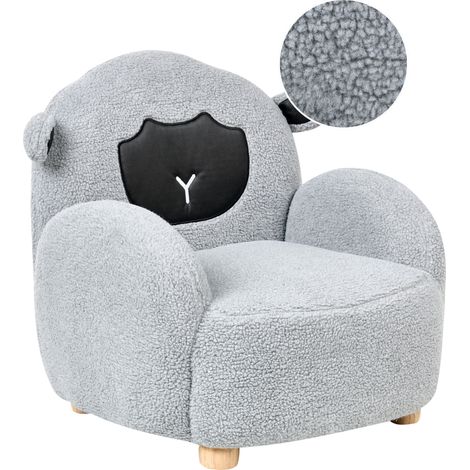 Sillón infantil tapizado de oveja para niños gris Ula