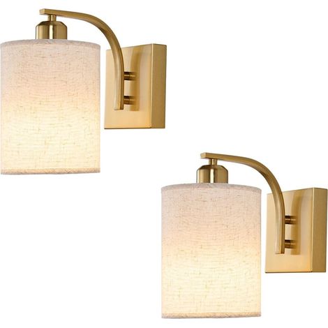 Appliques murales LED en tissu, lampe murale minimaliste en fer, lampe de chevet murale 2 pièces (doré, sans ampoule) (1/5)