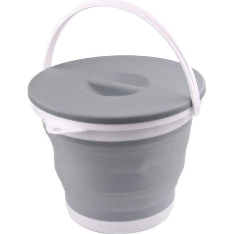 Seau d'eau collapsible 5L avec couvercle Portable pliant Conteneur d'eau Seau d'économie d'espace pour la pêche, le camping (1/4)
