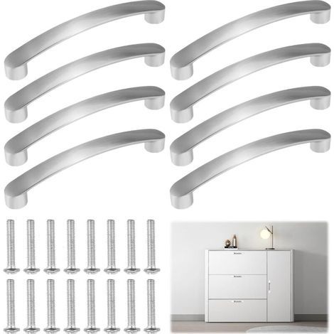 8 maniglie per mobili da cucina, maniglie per armadi, maniglie per ante di guardaroba, maniglie per cassetti, maniglie per mobili con finitura spazzolata, per mobili da camera da letto e bagno (intera (1/5)