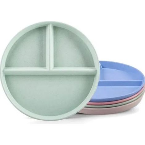 Set di 4 piatti con divisori per adulti – 3 scomparti, senza BPA, lavabili in lavastoviglie. (1/4)
