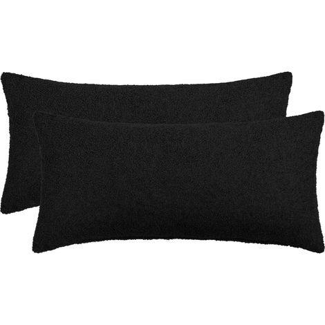 Cushion Cover 2 pcs HEERLEN Black 40 x 80 cm Bouclé vidaXL