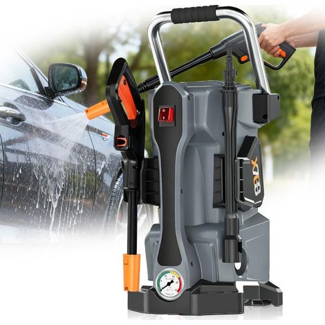 Nettoyeur Haute Pression,  Nettoyeur haute pression électrique, 1000W, 60Bar, 270l/h, flexible 8m, Filtre à Eau, Lance, Nettoyage Efficace des saletés au Quotidien, Noir/Gris (1/5)