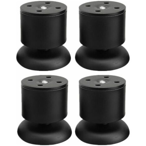 Set di 4 gambe per tavolo nere - Gambe regolabili in acciaio inox da 6 cm con piedini in gomma e viti (1/5)