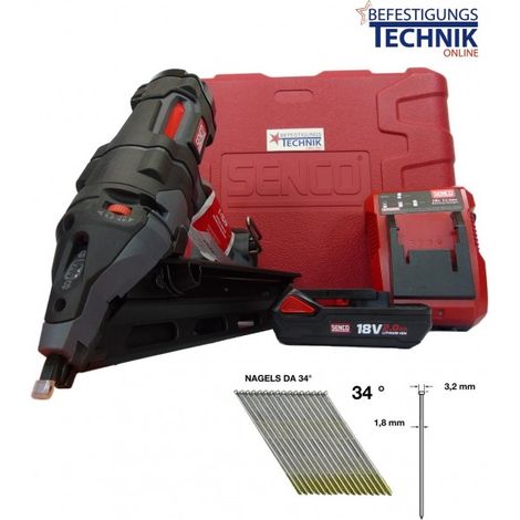 Senco Akku Nagler Fusion F-15XP 32-65mm 18V 2x2,0 Ah für 34° DA Nägel Prebena BR-06"-"EN14434