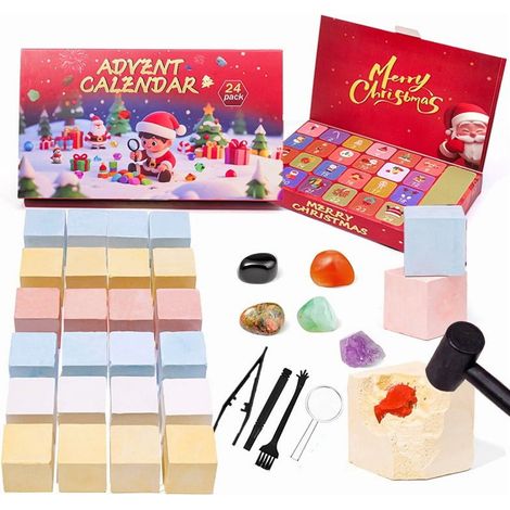 Calendrier De Lavent En Pierre - 24 Compartiments Pour Cadeaux - Décoration De Noël Multicolore - Pour Intérieur - 1 Pièce