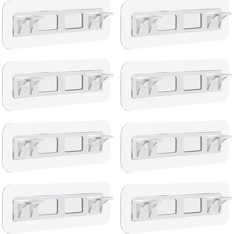 Support D Étagère Autocollant - Acrylique Haute Résistance - 4 cm x 12 cm - Pour Armoires Vitres Bois Carrelage - Lot De 8 Pièces (1/5)