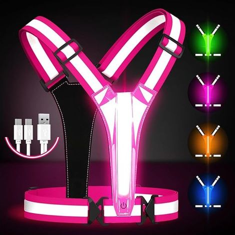 LED-Reflektorweste – Sicherheitsweste zum Laufen und für Spaziergänge bei Dunkelheit – USB-aufladbar – Bis zu 11 Stunden Akkulaufzeit – Verstellbare Taille und Schultern – 1 Stück (1/5)