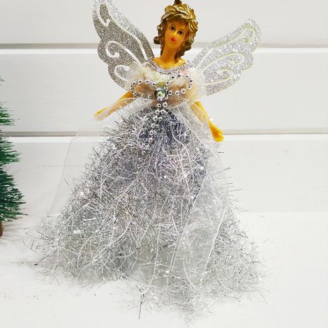Ornement De Noël - Angel Topper Arbre Et Figurines Fée En Feutre - Couleur Argent - Décoration Intérieure Et Fête (1/5)