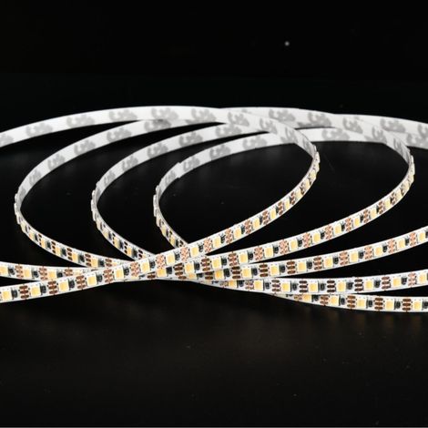 Bande LED 2-en-1 2835 120 LED à double température de couleur, 24 V, 5 mm, une LED par clipper
