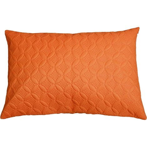 HOMESCAPES Ultrasonic Orange Quilted Embossed Cushion Cover, 50 x 75 cm - Orange