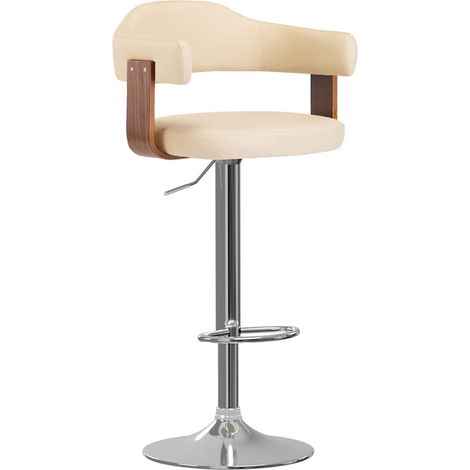 Maison Exclusive - Barhocker 2 Stk. Creme Bugholz und Kunstleder (1/5)