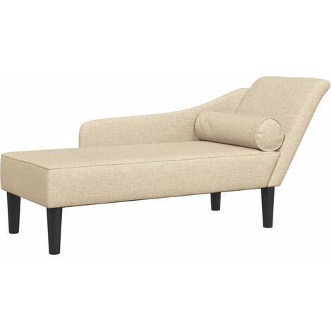 Chaise longue  Transat  Bain de soleil avec coussins crème tissu (1/5)